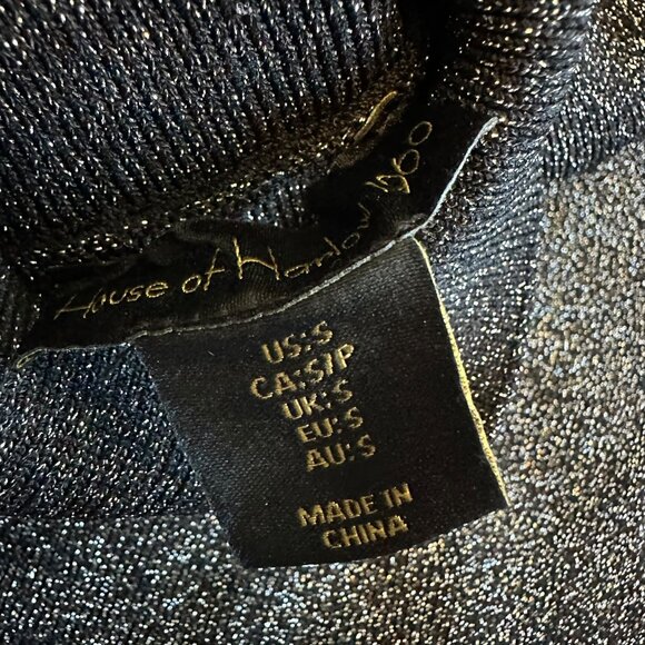 House of Harlow 1960 Silver Glitter Sheath Dress Mock Neck Party Size Small - Picture 12 of 12